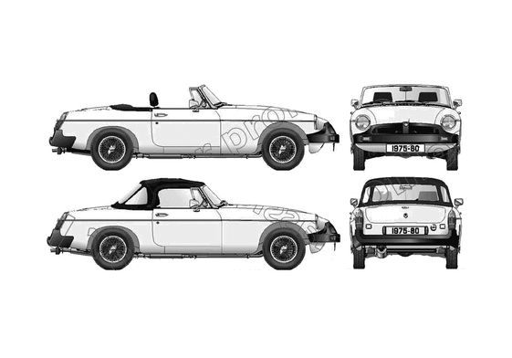 Download drawing MG MGB Roadster 1980 in ai pdf png svg formats